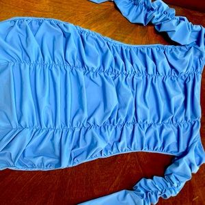 Blue off-the-shoulder mini bodycon dress💙